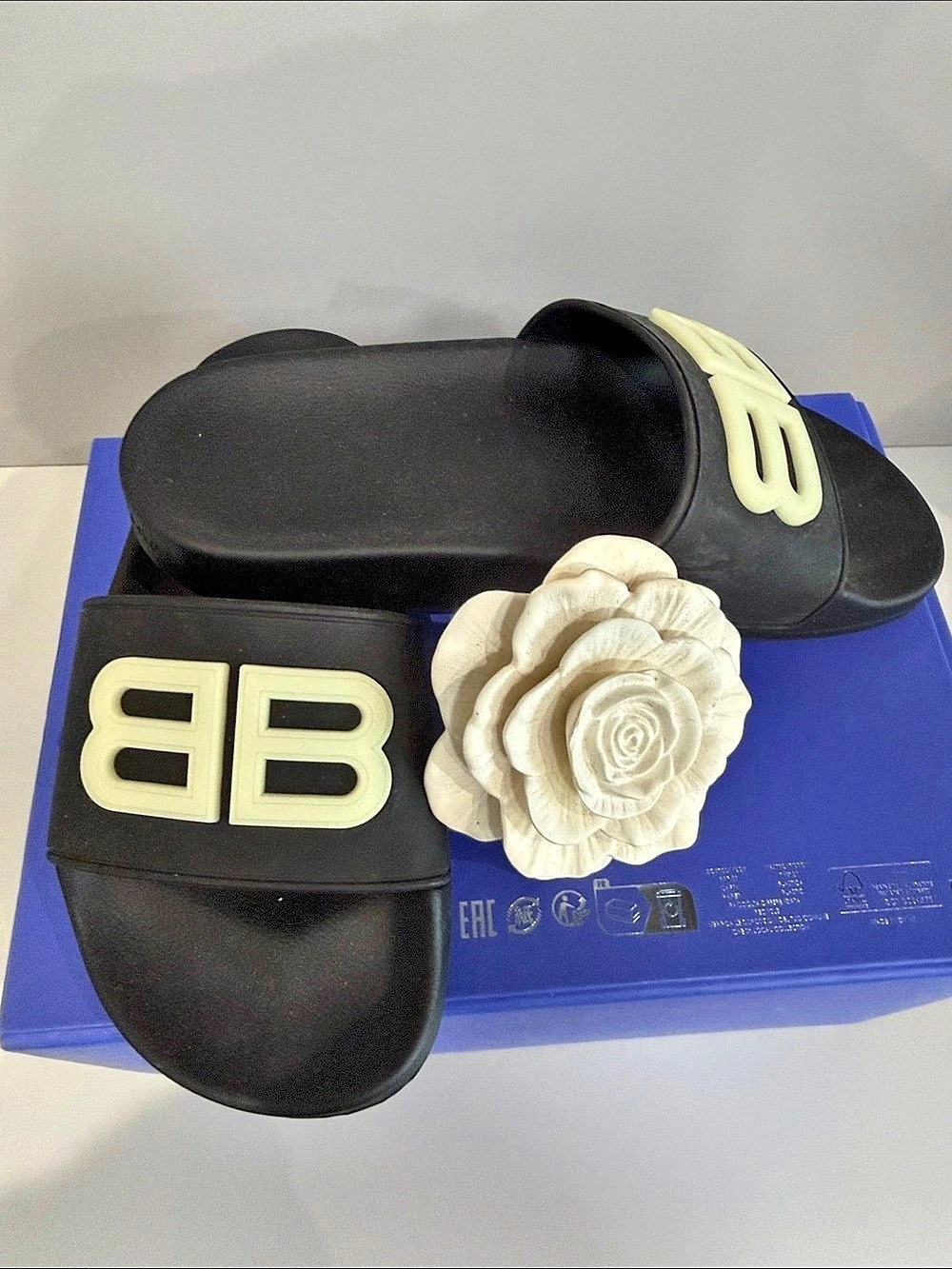 Balenciaga Cosy BB Slide Sandal Black & Yellow